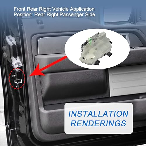 Miniatura 6 de Actuador de pestillo de bloqueo de puerta lateral del pasajero trasero derecho compatible con Ford Explorer 2011-2019 Ford F-150 2010-2014 Ford