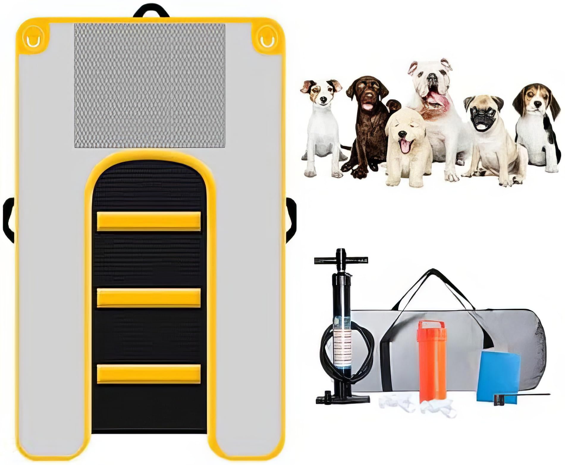 Rampa de agua inflable para perros, plataforma flotante de EVA antideslizante para un fácil acceso desde piscinas, lagos y muelles, soporta hasta 90 kg
