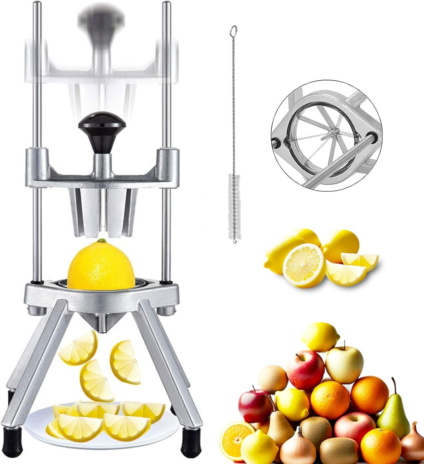 Commercial Lemon Cutter 8-Section with V-Shaped 420 Stainless Steel Blades,Easy Wedger Stainless Steel Blade Fruit Lime Slicer NSF Certified Easy-to-Use for Bar Restaurant (8-Section) Commercial Lemon Cutter 8-Section with V-Shaped 420 Stainless Steel Blades,Easy Wedger Stainless Steel Blade Fruit Lime Slicer NSF Certified Easy-to-Use for Bar Restaurant (8-Section)