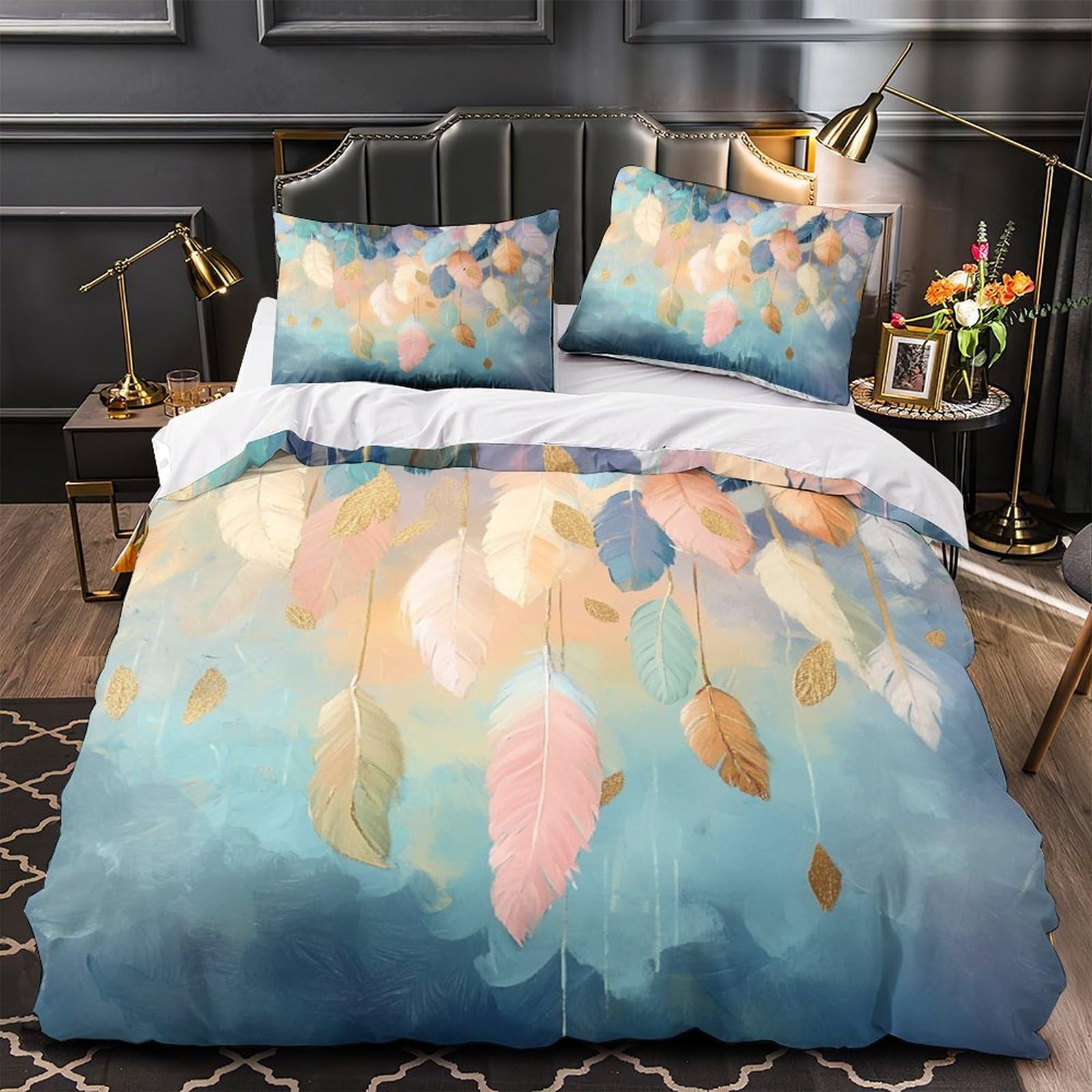 Housse de couette 3D plumes en microfibre de qualité supérieure hypoallergénique