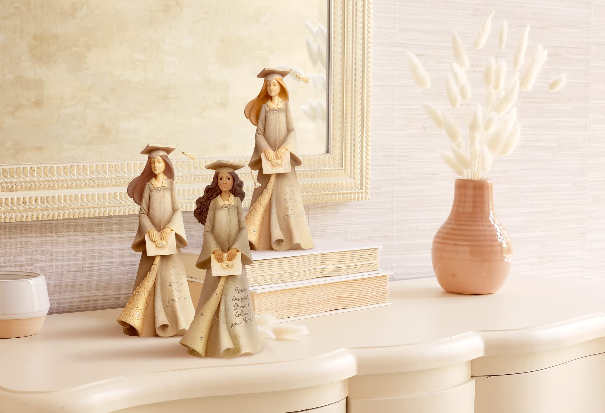 Enesco Foundations Graduation Reach for Your Dreams Brunette Figurine, 7.68 Inch, Multicolor