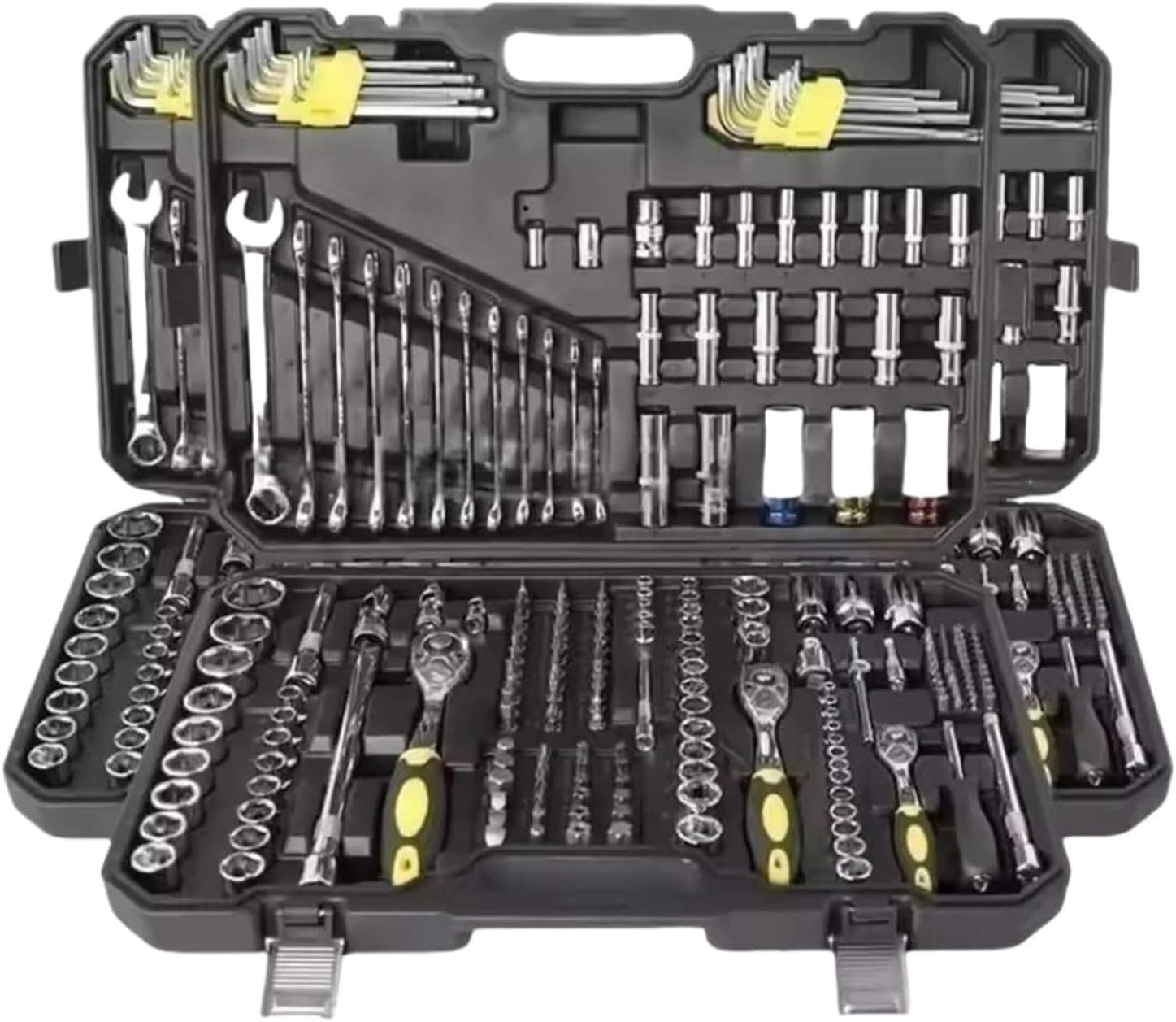 222pcs Household & Car Repair Hardware Full Toolbox 72 Teeth Multifunctional Socket Ratchet Wrench Set(1)