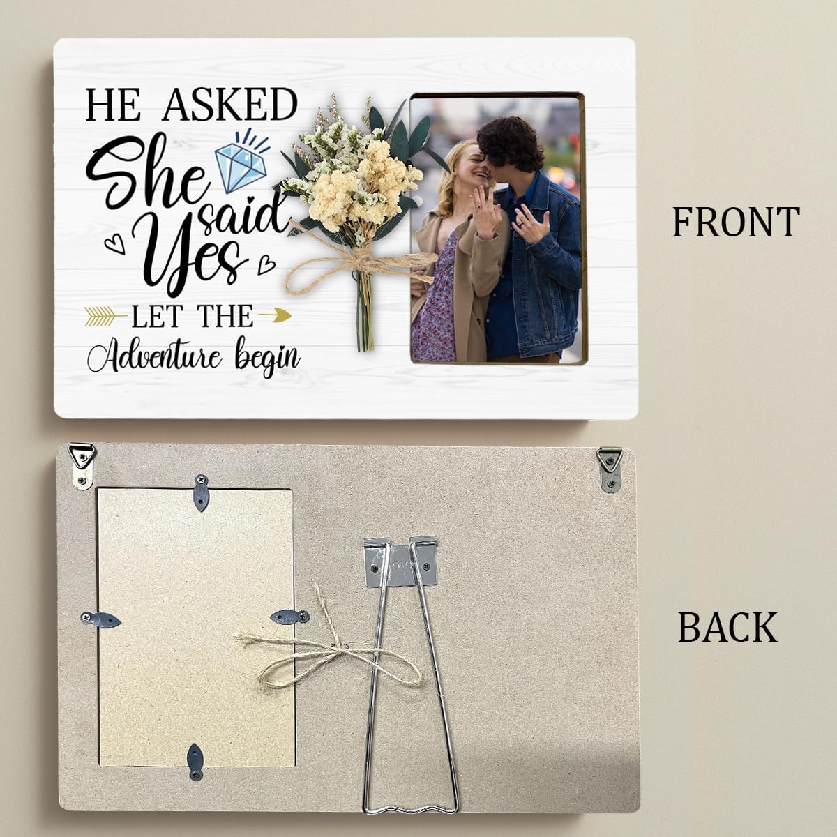 Engagement Gifts Bouquet Picture Frame for Couples, She Said Yes Gifts Picture Frame for Bride to be - Image 7