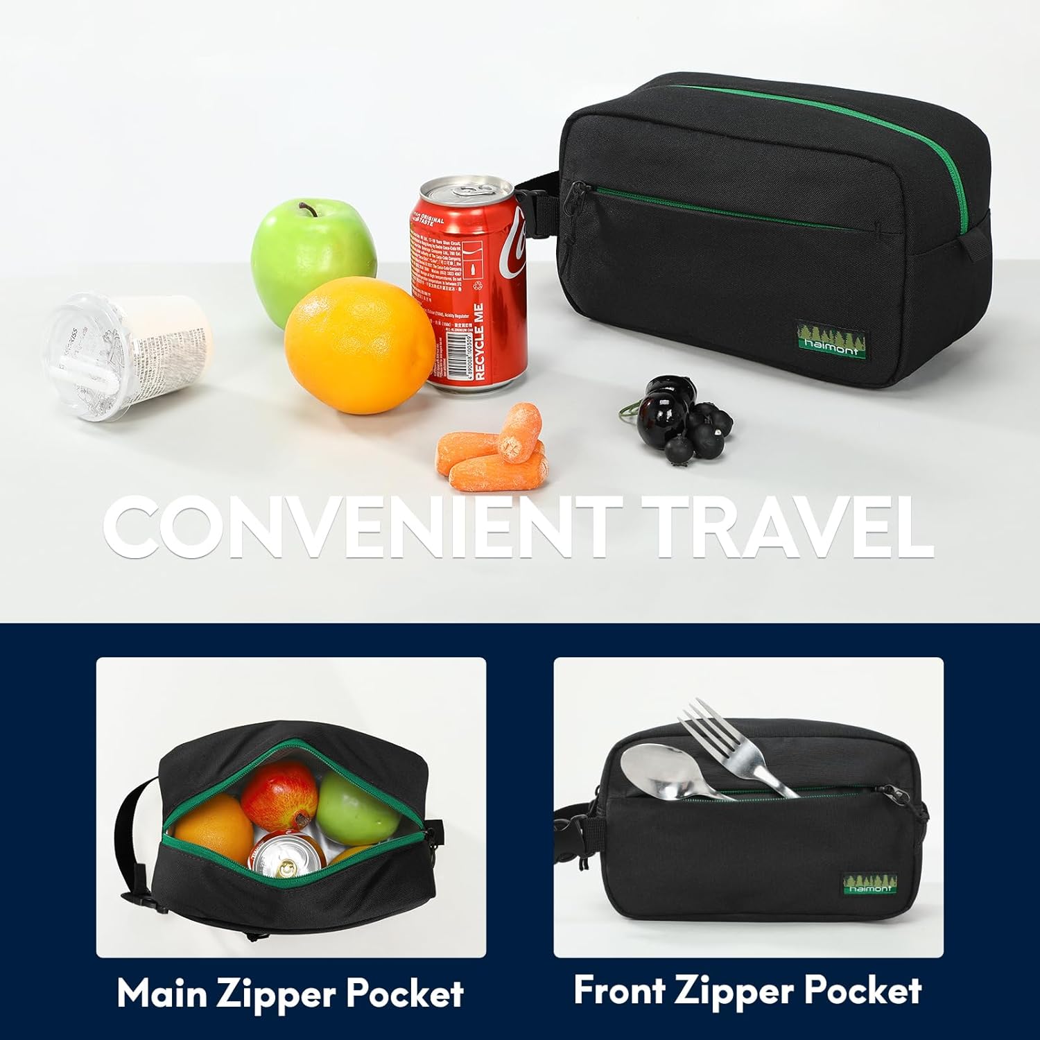 Haimont Freezable Snack Lunch Bag with Buckle Handle, Reusable Freezer Small Cooler, Mini Insulated Bag for Work Travel, Black - Image 6