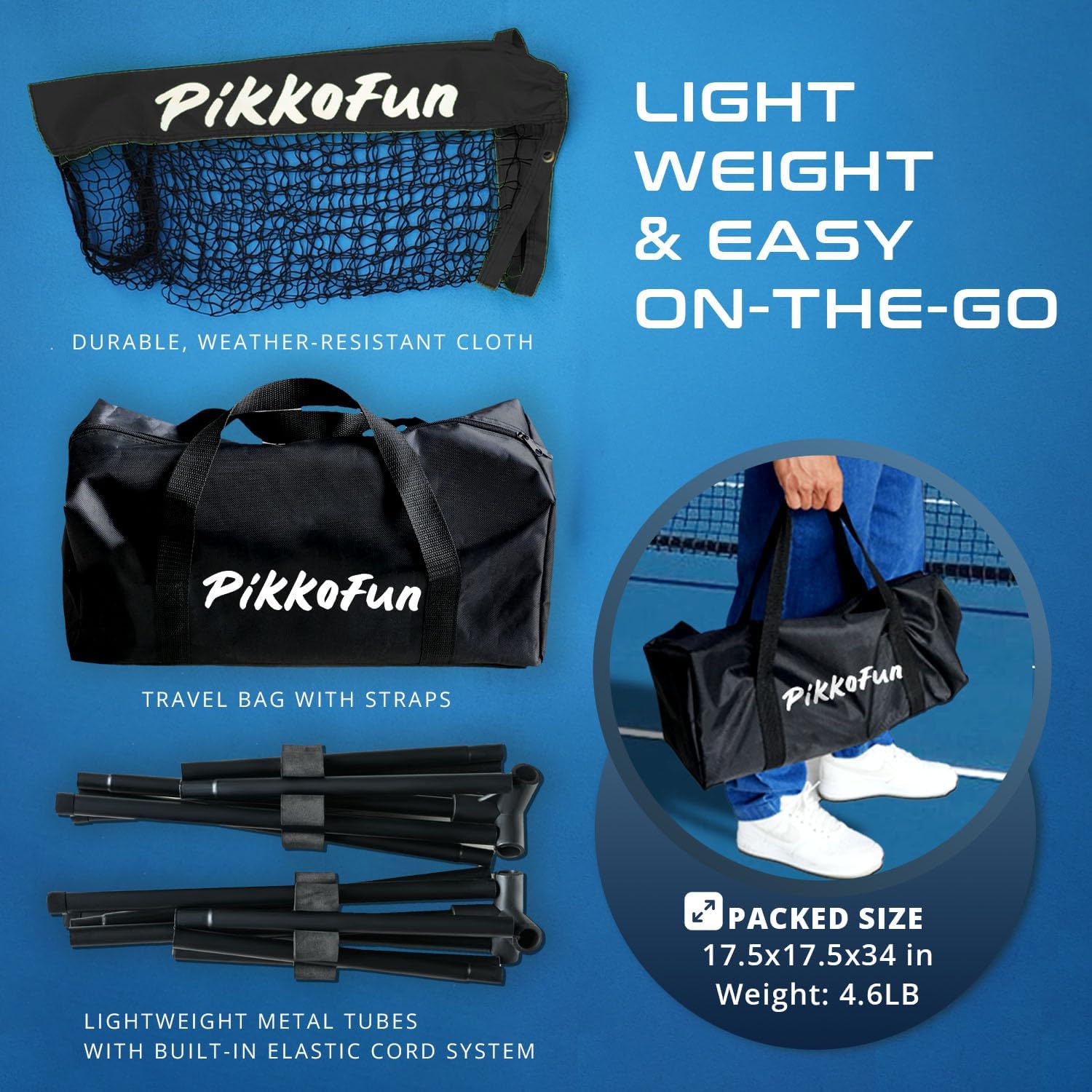 Mini Pickleball Net (5 FT Wide), Small Portable Dink Practice Net for Indoor & Outdoor, 60-Second Tool-Free Setup, Carry Bag Included, Pickleball Gifts for Women & Men