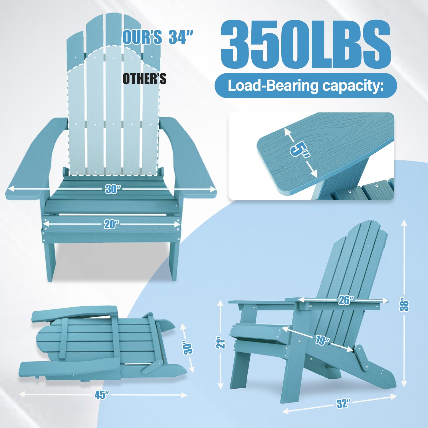 Sedia Adirondack VEVOR Sedie Adirondack In Plastica Set Di Sedie