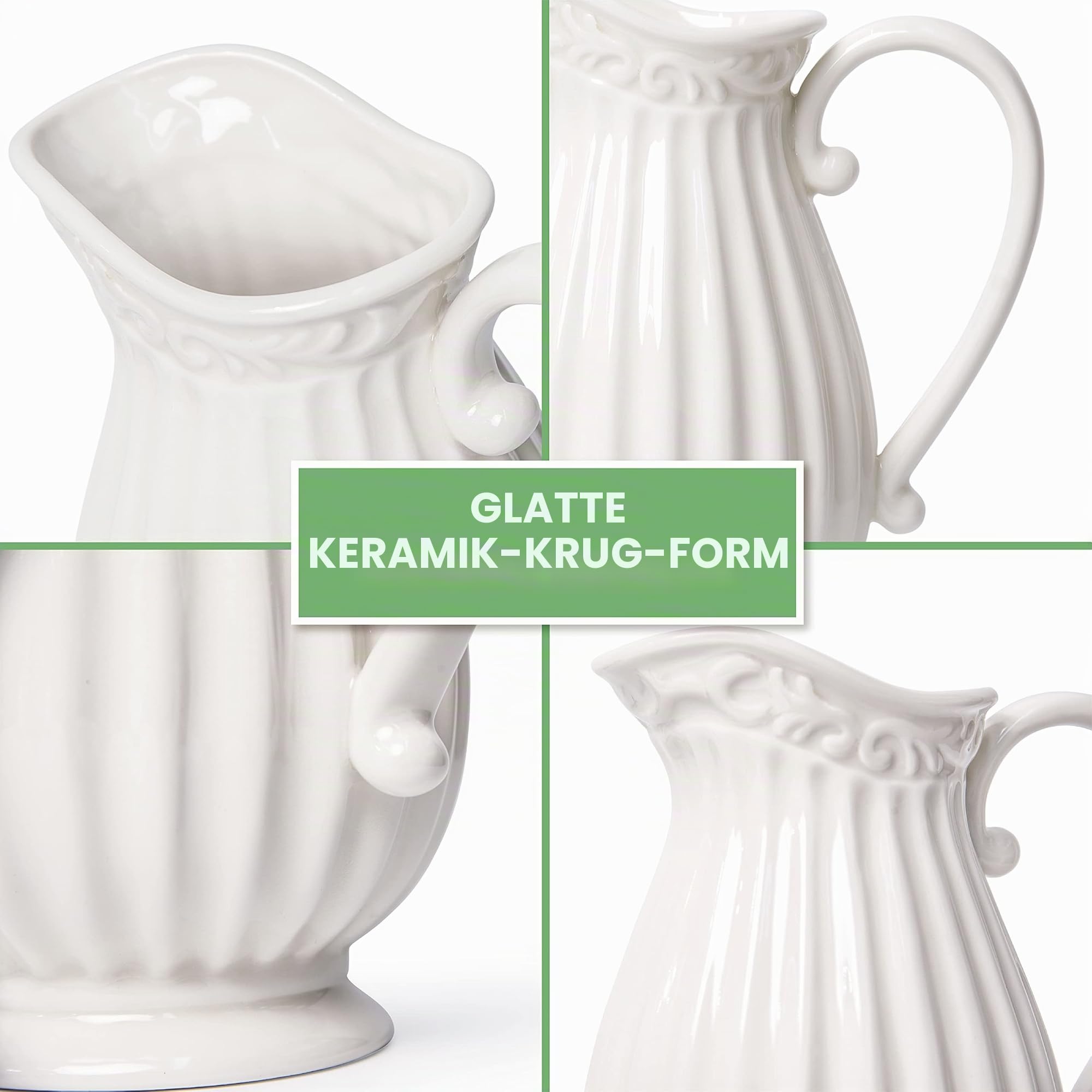 Weiße Keramikvase für Heimdekoration, frische Blumensträuße mit Design-Box, 25,4 cm