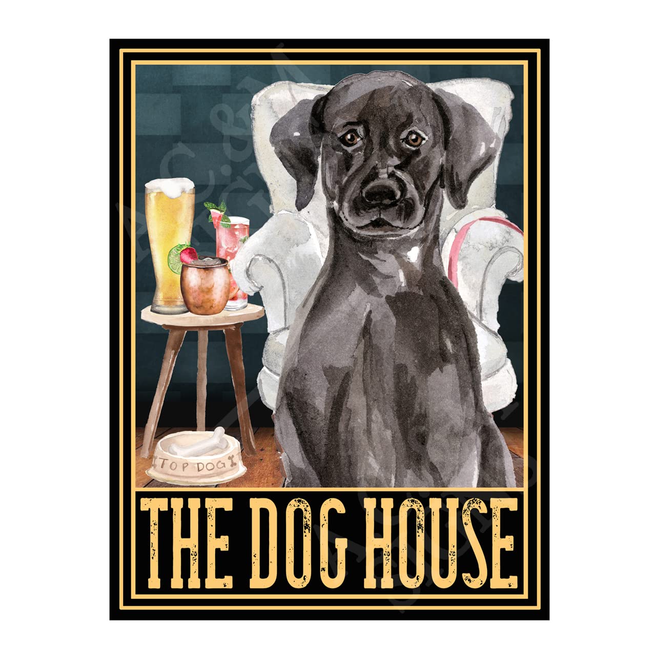 Metal Sign Plaque The Dog House Black Labrador Home Bar Man Cave Garden Shed Garage Pub Decor Shed Garage size 10x8in ref8502