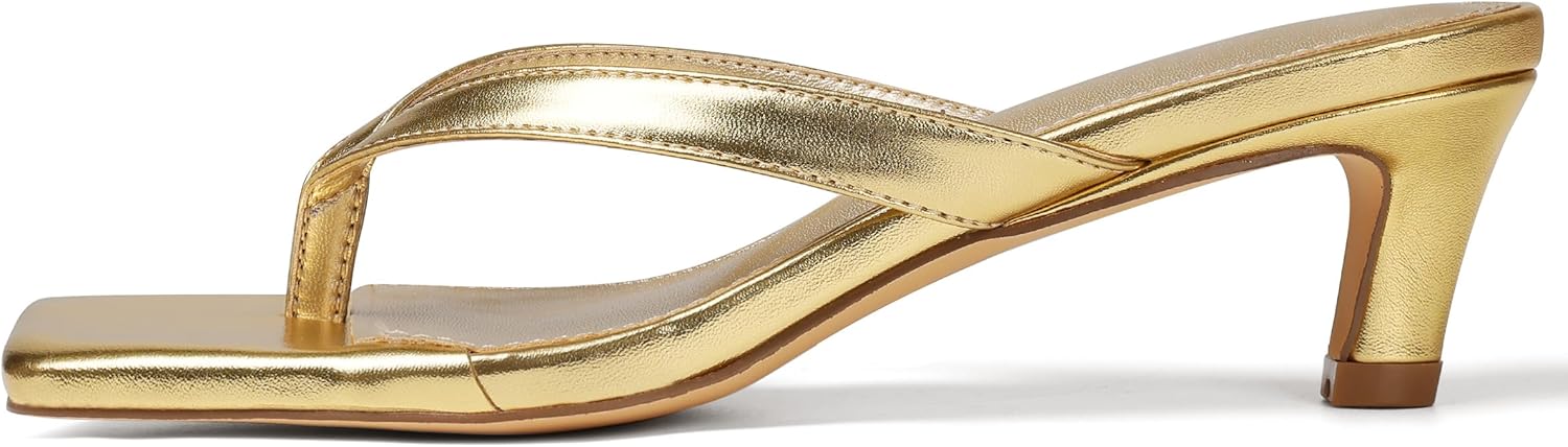 Uacllcau Kitten Heels Sandals for Women Square Open Toe Flip Flops Strappy Heels for Women Sandals Slides