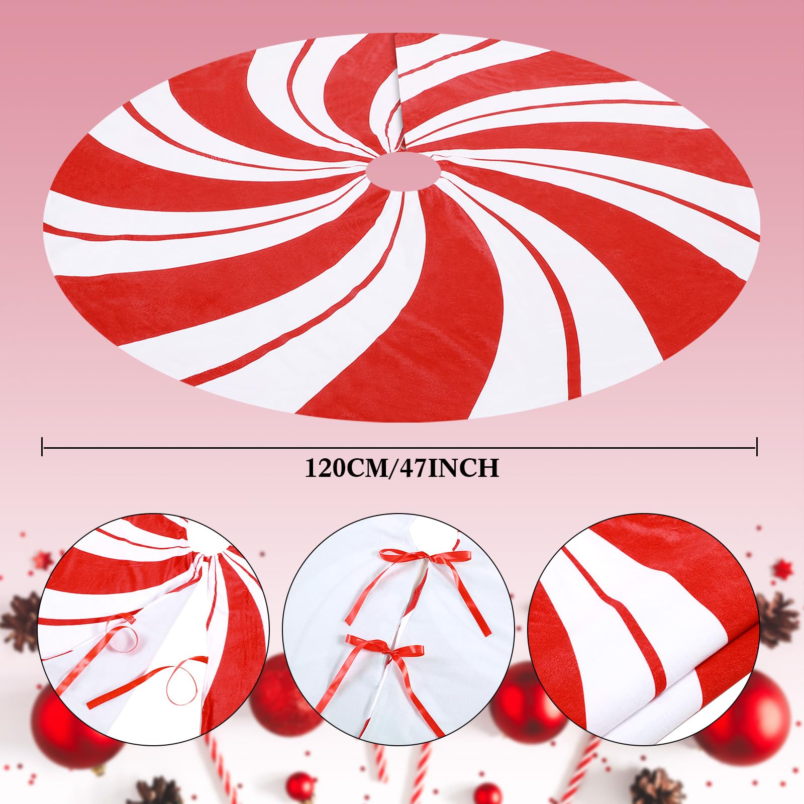 L'ensemble de décoration de sapin de Noël comprend un nœud pour cimier de sapin de Noël, un ruban à bandes décoratives, une jupe de sapin de Noël avec anneau annuel pour ferme, couronne, décorations