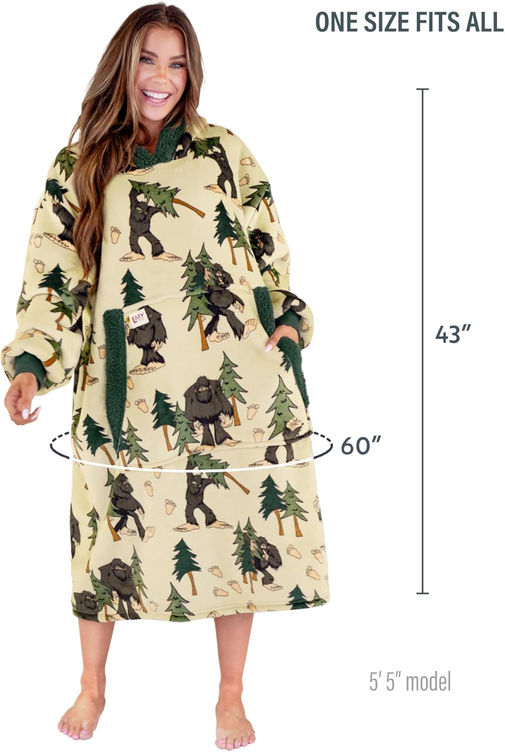 Lazy One Oversized Blanket Hoodie and Plush Sock Bigfoot Bundle For Men and Women - Image 9