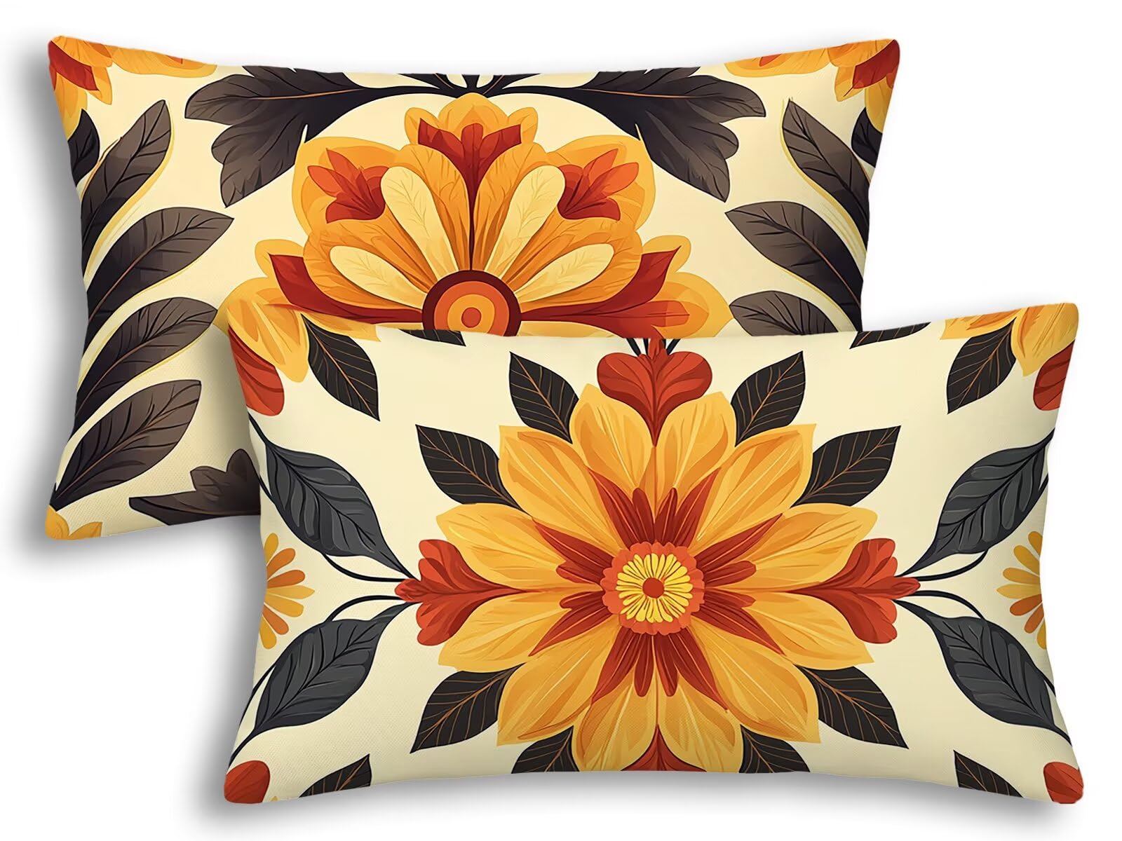 Taie d'oreiller 40x60 bohemme lot de 2 housses mandala rectangulaire salon