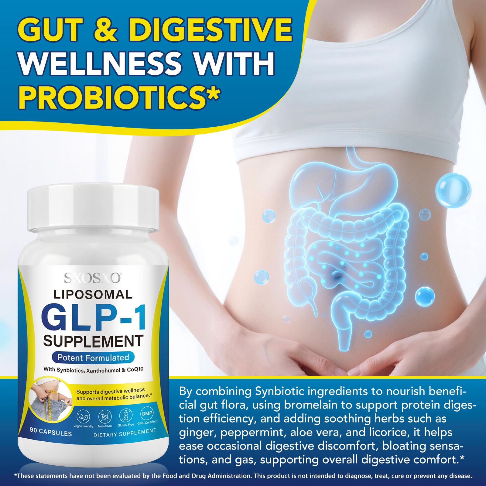 SXOSXO GLP-1 Supplement – Appetite Control Formula with Synbiotics - Prebiotic and Probiotic for Women & Men, Boost Metabolism & Support Gut Health, 90 Capsules — Amazon image 4