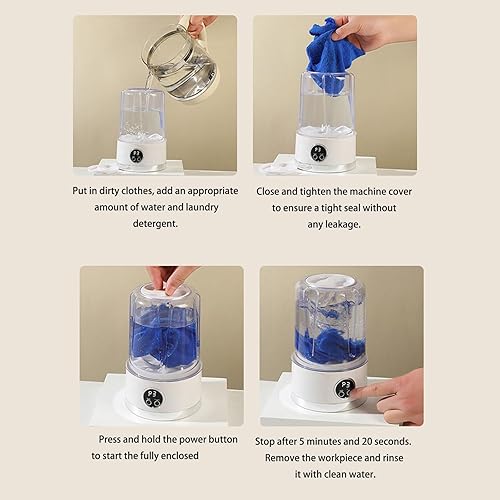 Miniatura 6 de Dispositivo de lavandería recargable para viajes, suave en íntimos, motor de bajo consumo, operaciones silenciosas para el hogar y los dormitorios,