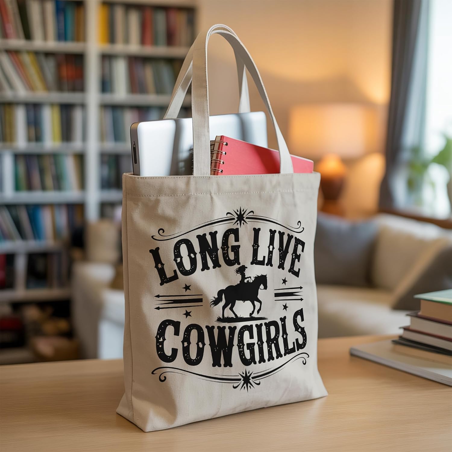 Aesthetic Cool Gifts for Women Tote Bag, Western Cowgirl Nurse Canvas Bag with Inner Pocket
