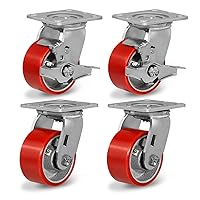Vista 36 de Ruedas giratorias resistentes de 6 pulgadas, ruedas industriales de poliuretano, juego de 4 con capacidad de carga de 4800 libras