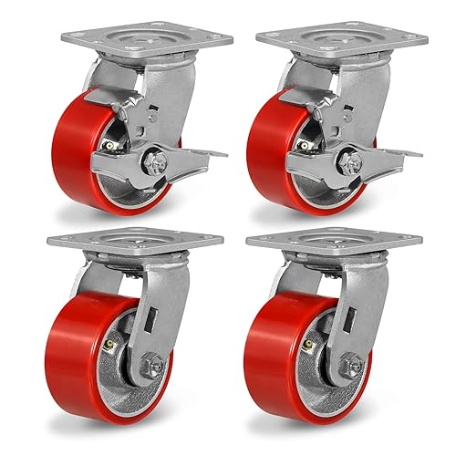 Miniatura 35 de Ruedas de 8 x 2 pulgadas, juego de 4 ruedas industriales resistentes, ruedas de poliuretano con fuerte capacidad de carga de 6000 libras