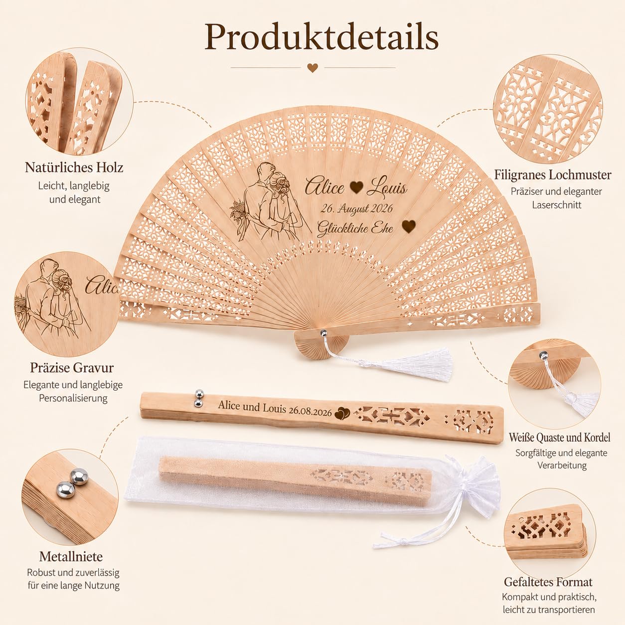 50Pcs Personalisierte Hochzeitsfächer mit Namen & Datum, Handfächer Hochzeit | Gastgeschenke Hochzeit Hochzeit, Handfächer, Für Hochzeitsgäste, Party & Geburtstag, Abschlussfeier, Besondere Momente