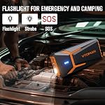 VTOMAN V10 Pro 4500A Jump Starter, Démarreur de voiture portable (Tous gaz, 10.0L Moteur diesel) 12V Boîte de saut au lithium, Jumper de batterie de voiture avec charge rapide de type C, Batterie Booster Power Pack, LED Lumières