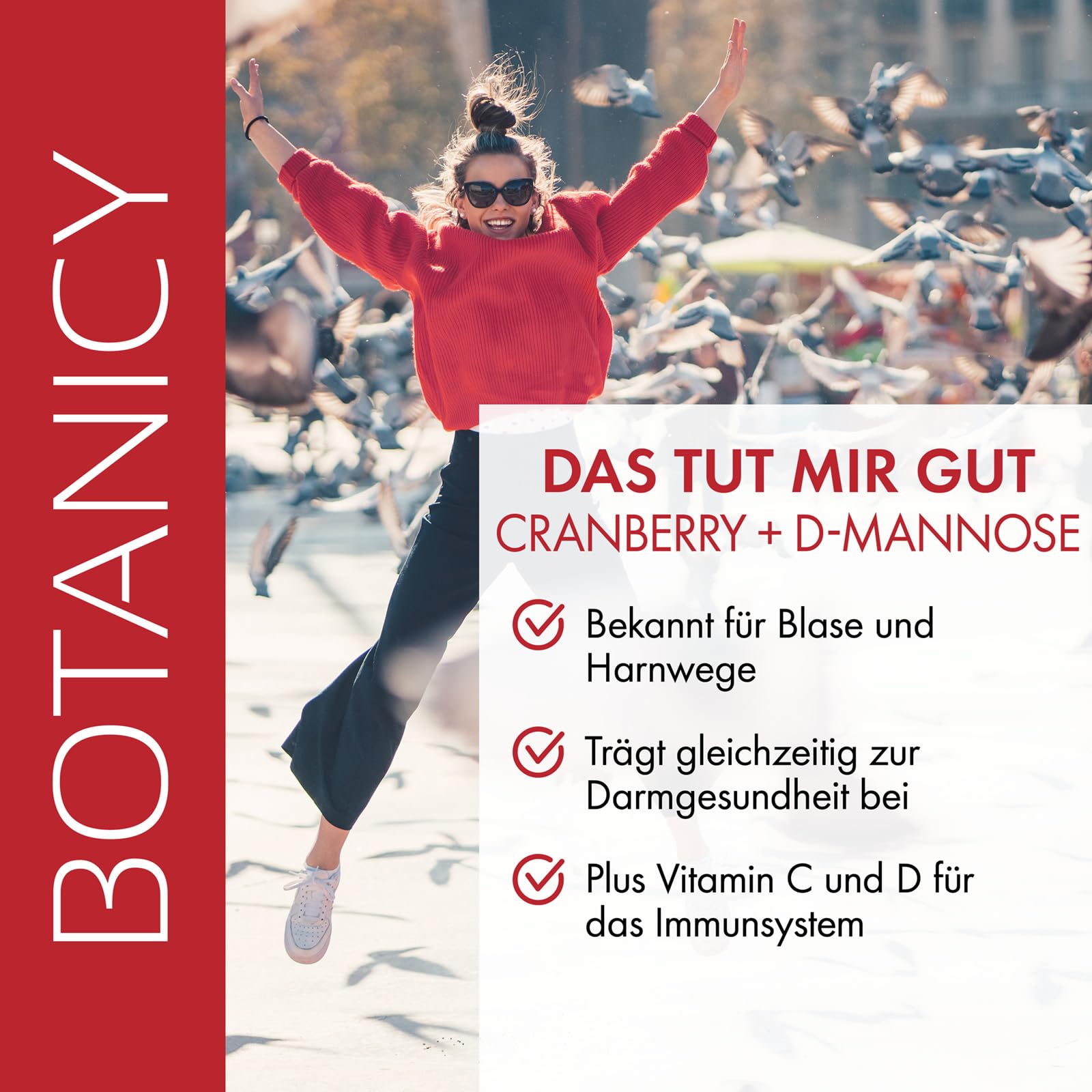 BOTANICY Cranberry + D-Mannose - 180 Tabletten - Unterstützt Blase & Harnwege - PACRAN® Cranberry-Pulver, Vitamin C und D3, Kürbissamen & Löwenzahnwurzel Extrakt