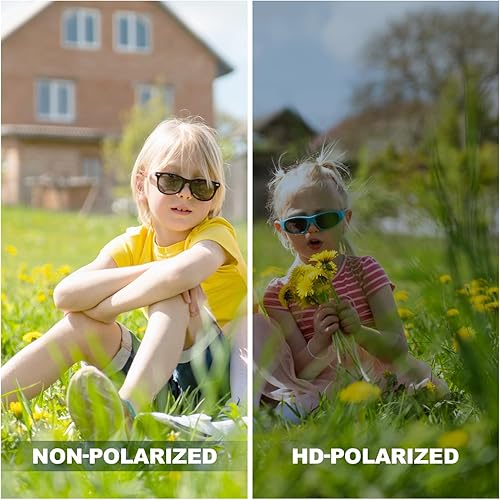 Miniatura 7 de Lentes de sol deportivos polarizados para niños, marco flexible TPEE con correa ajustable para niños y niñas de 5 a 13 años