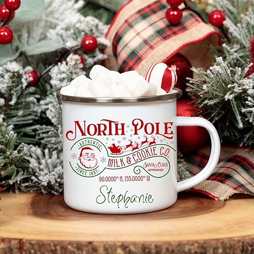 Miniatura 4 de Personalized Christmas Mug Enamel Coated kids Christmas mugs Hot Cocoa Mug Mug with Hot Cocoa Bomb and Gift Wrap
