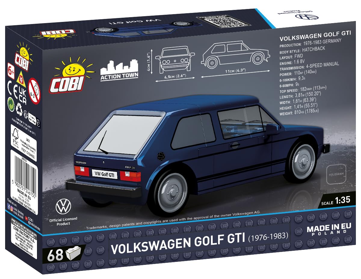 Amazon.com: COBI Action Town Volkswagen Golf GTI (1974-1983), 68