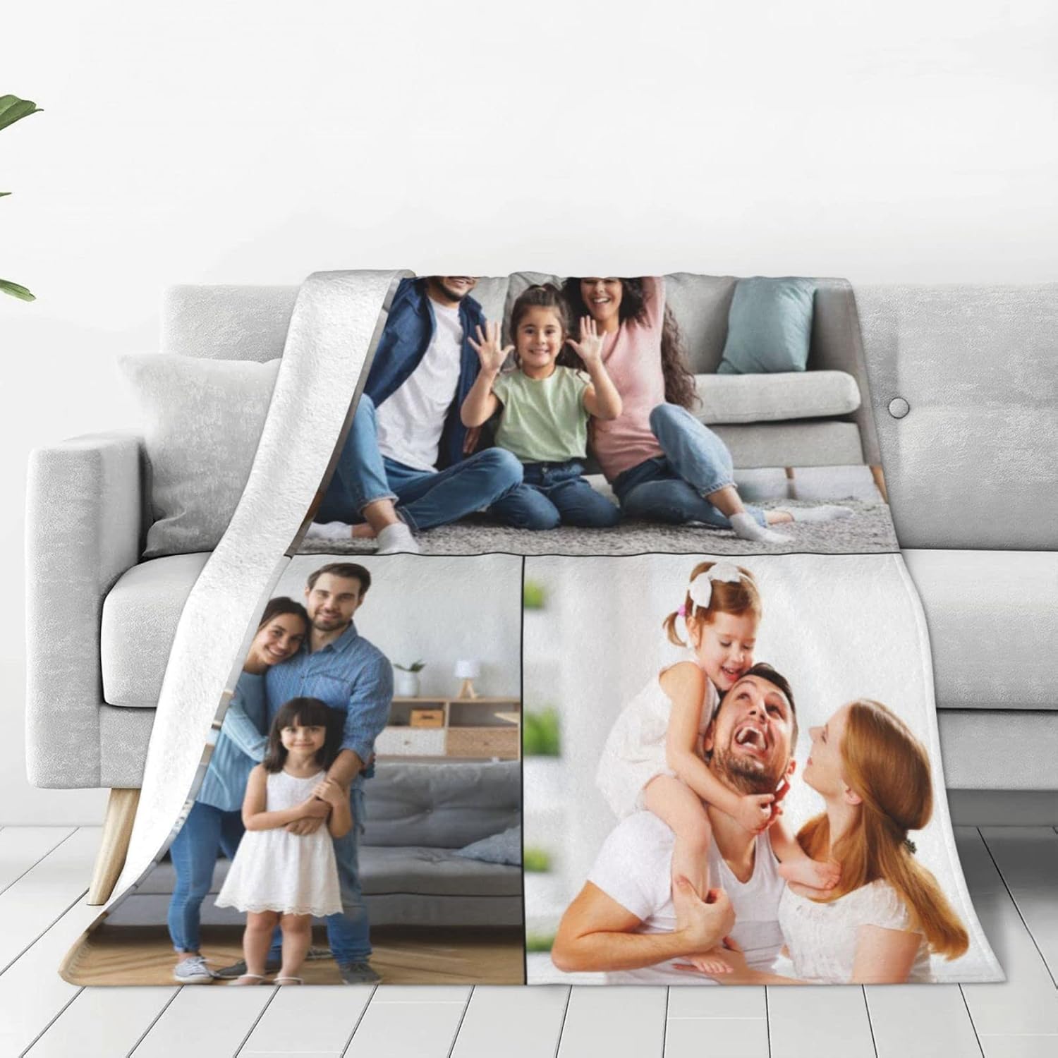 Custom Blanket with Photo Text Personalized Bedding Throw Blankets Customized Flannel Fleece Blankets for Family Birthday Christmas Wedding Gift Fits Couch Sofa Bedroom Living Room 60"x50"