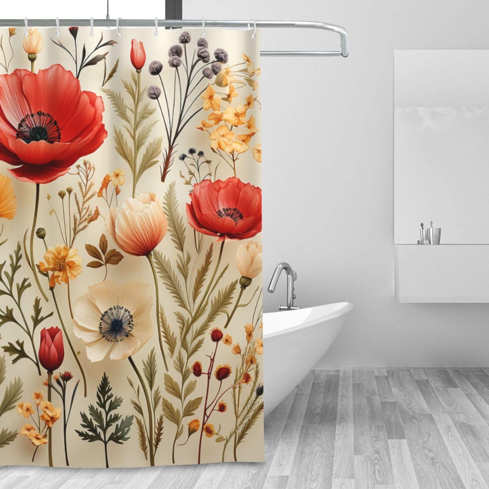 Rideau de douche fleurs sauvages pour ambiance bain d'hiver