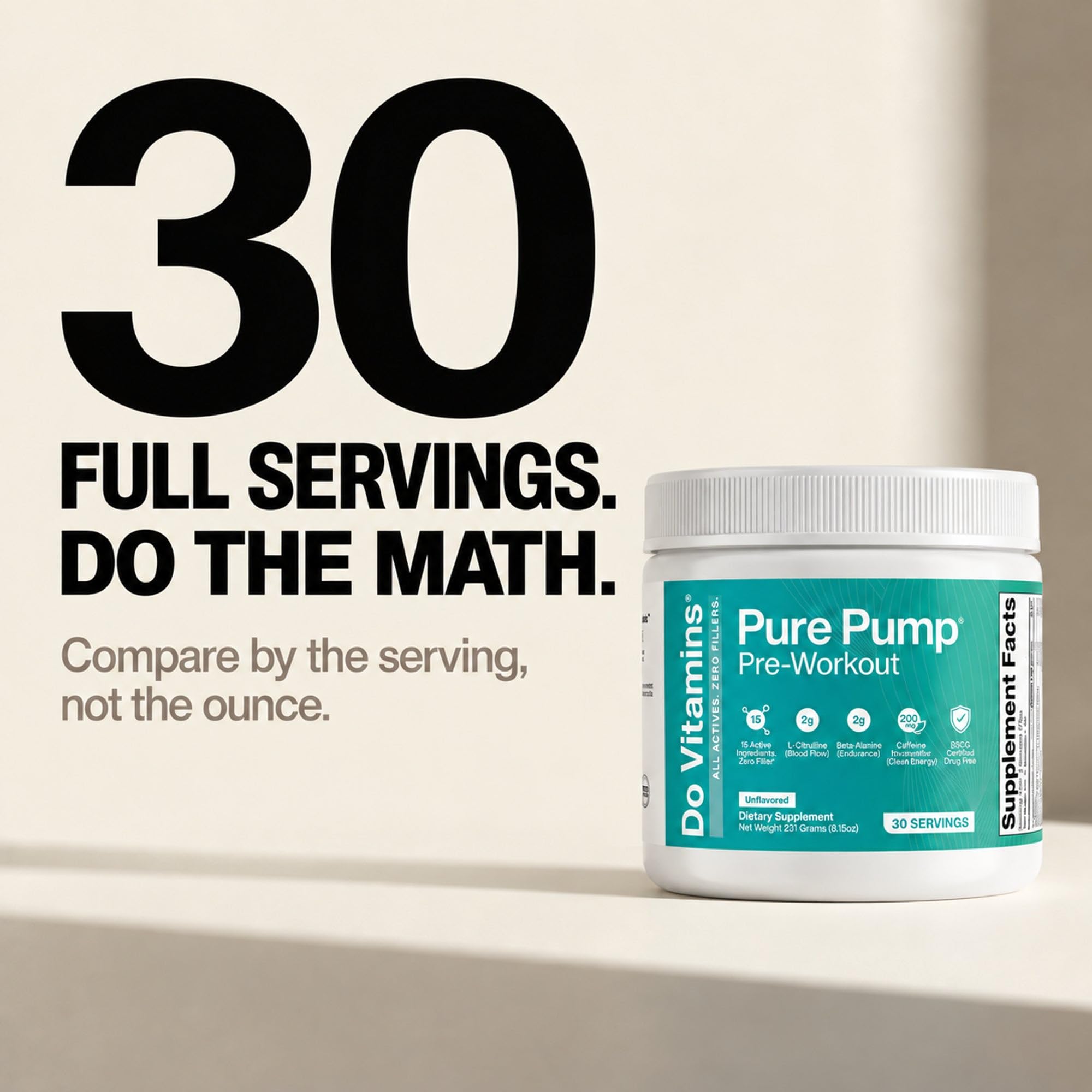 Do Vitamins PurePump Unflavored Pre-Workout Powder, 30 Servings — Amazon image 2
