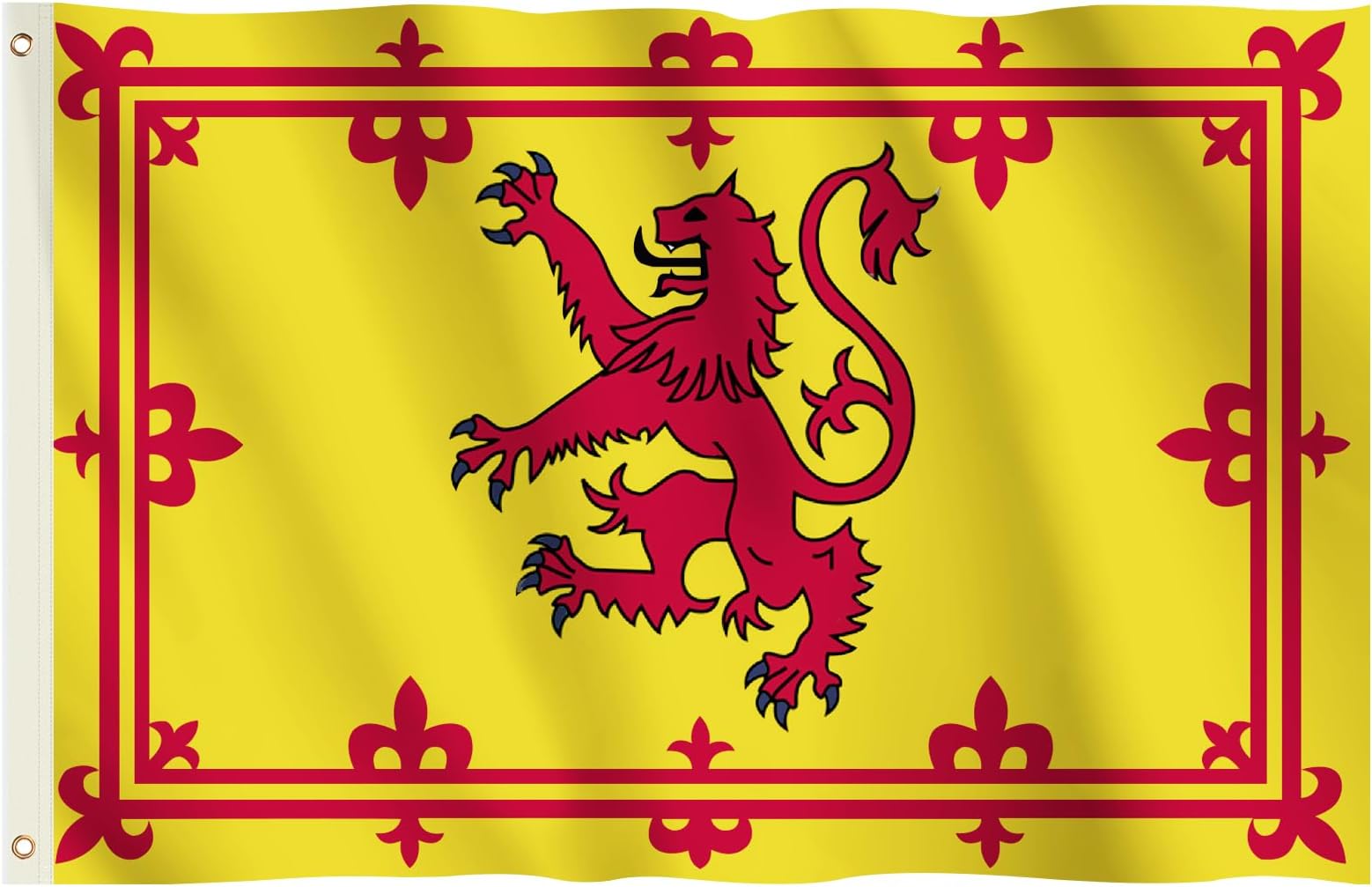 Lion Rampant Flag, Hianjoo Royal Banner Scotland Flag 5ft x 3ft with Eyelets Decorations, Color Fade Proof Polyester Canvas Header Double Stitched National St Andrews Cross Flag