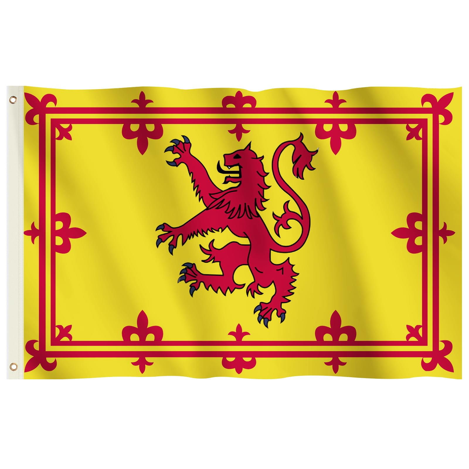 Lion Rampant Flag, Hianjoo Royal Banner Scotland Flag 5ft x 3ft with Eyelets Decorations, Color Fade Proof Polyester Canvas Header Double Stitched National St Andrews Cross Flag