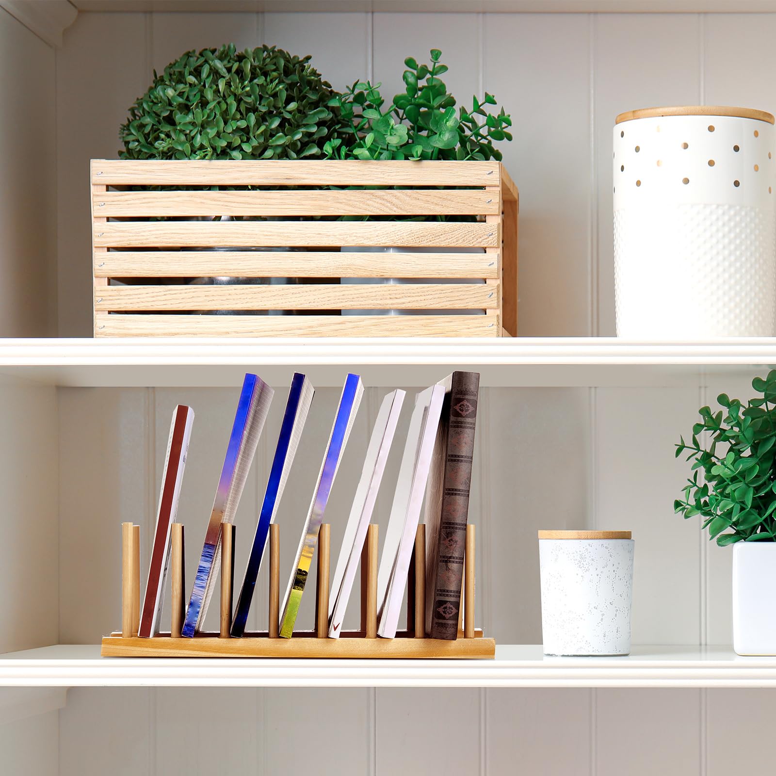 Zopeal Scolapiatti in legno di bambù, 9 pezzi, 3/6/7 fessure, scolapiatti scolapiatti da cucina, organizer per piatti, ciotole, tazze, coperchi e libri