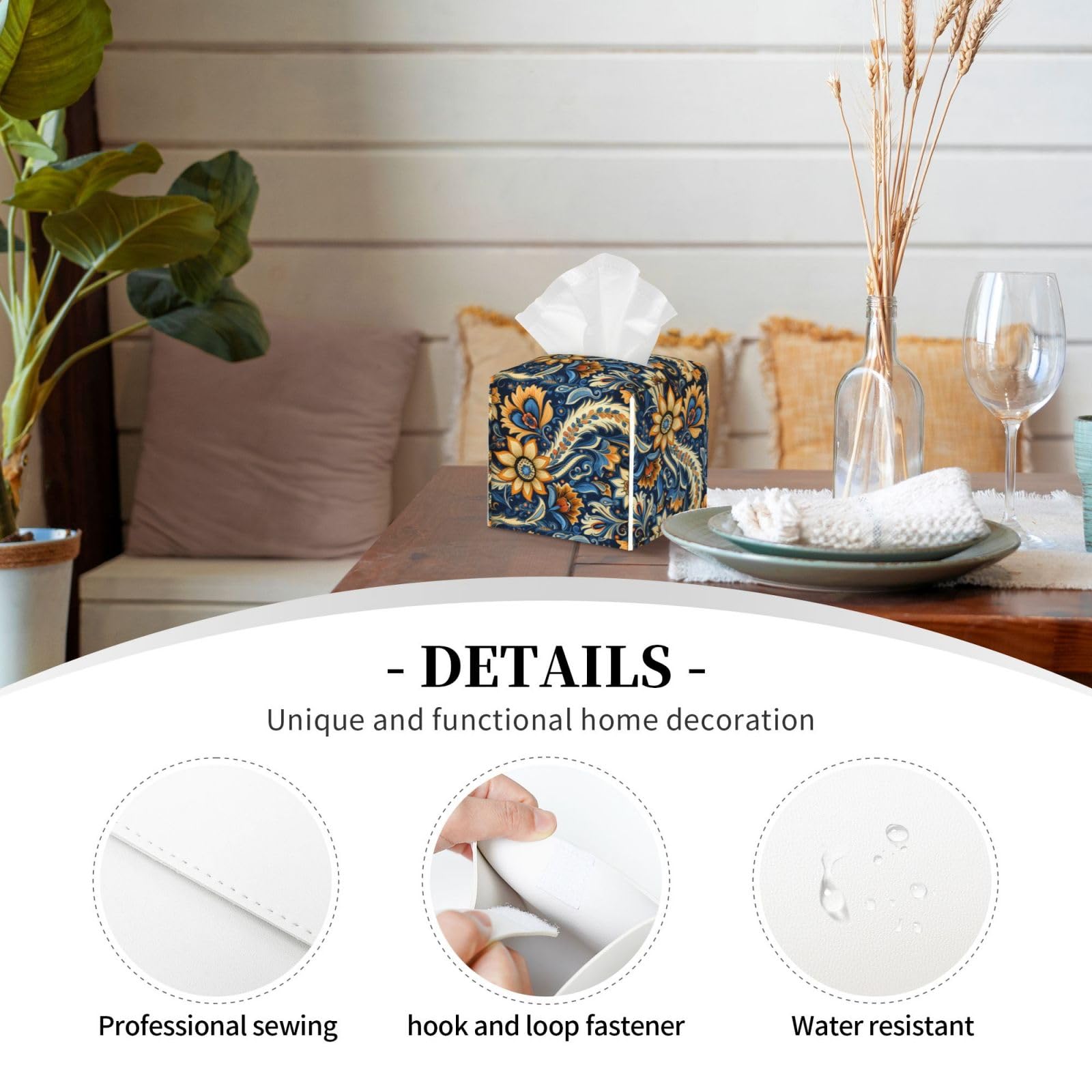 Crafted Classical Retro Wooden Antique Book Tissue Box Cover Rectangular Tissue Holder Dispenser Paper Cover Case Napkin Holder Home Decor For Bathroom Living Room Office Car Kitchen