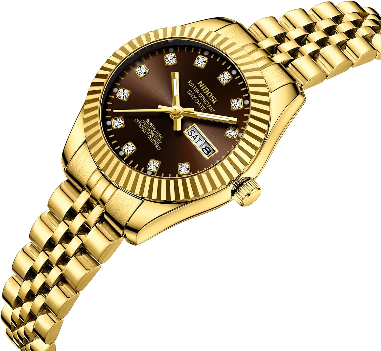 NIBOSI Watches for Women Analog Quartz Stainless Steel Dial with Day Date Luminous Waterproof Dainty Classic Luxury Diamond Elegant Dress Women's Watch for Small Wrists - Image 2