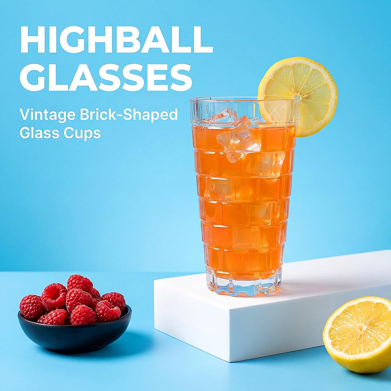 Mapoxy 15oz Highball Glasses Set of 6, Stackable Tumblers