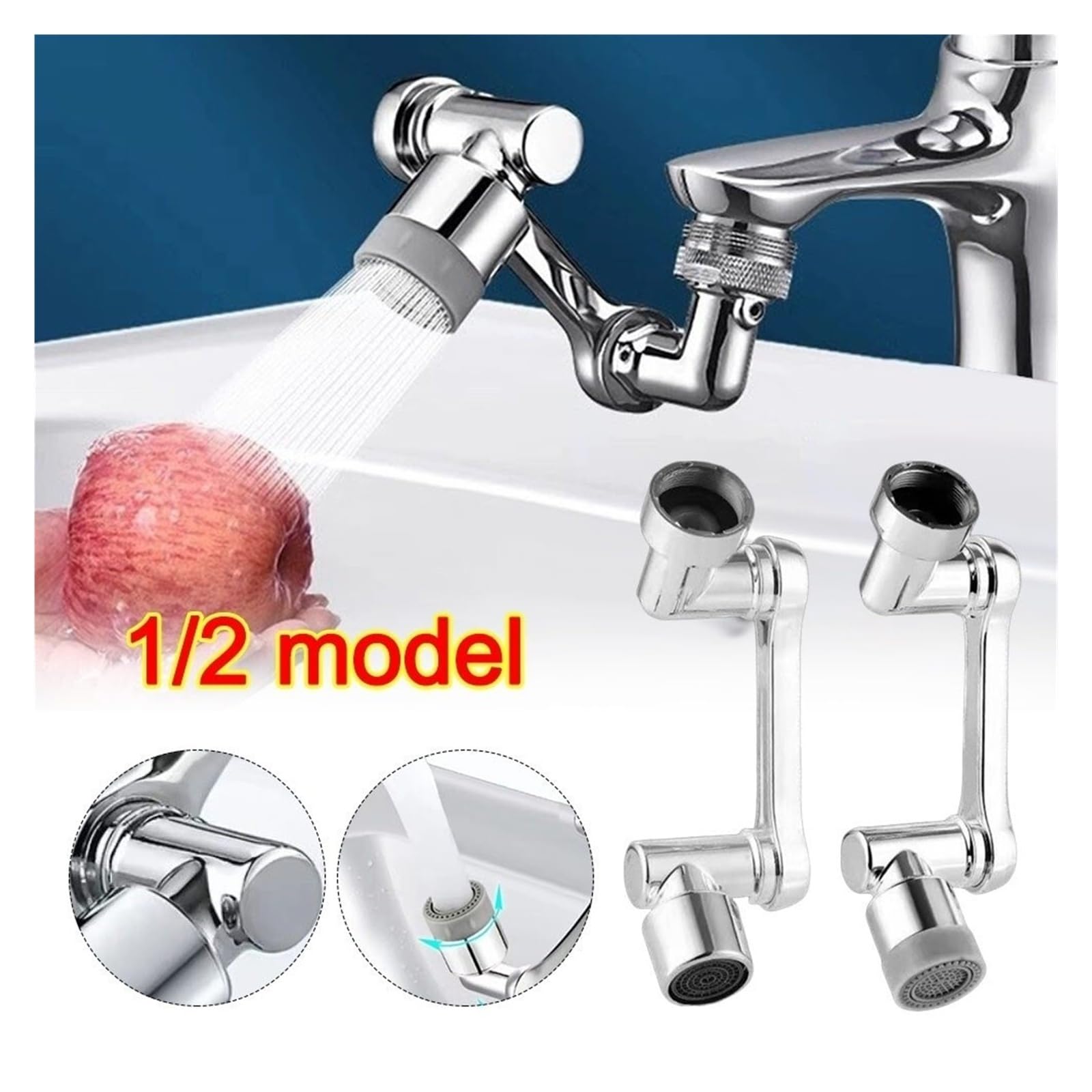 Estensore per rubinetto girevole a 1080°, 2 modalità, ugello in lega con filtro, risparmio idrico, resistente agli spruzzi, per cucina e bagno (un modello)