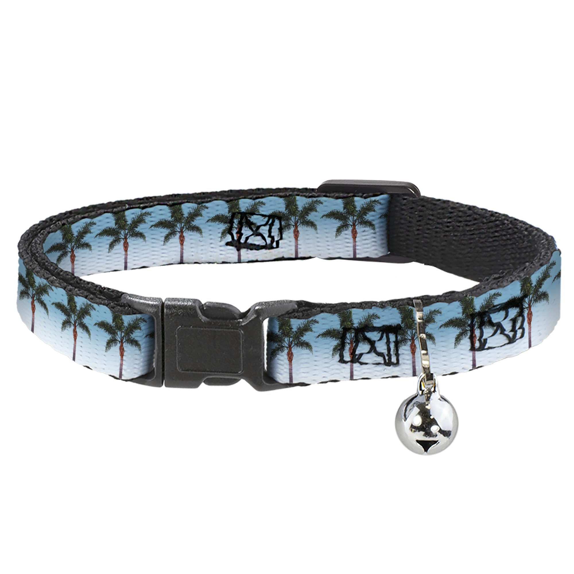 Collar para gato mediano de 1,27 cm de ancho estampado palmeras tropicales