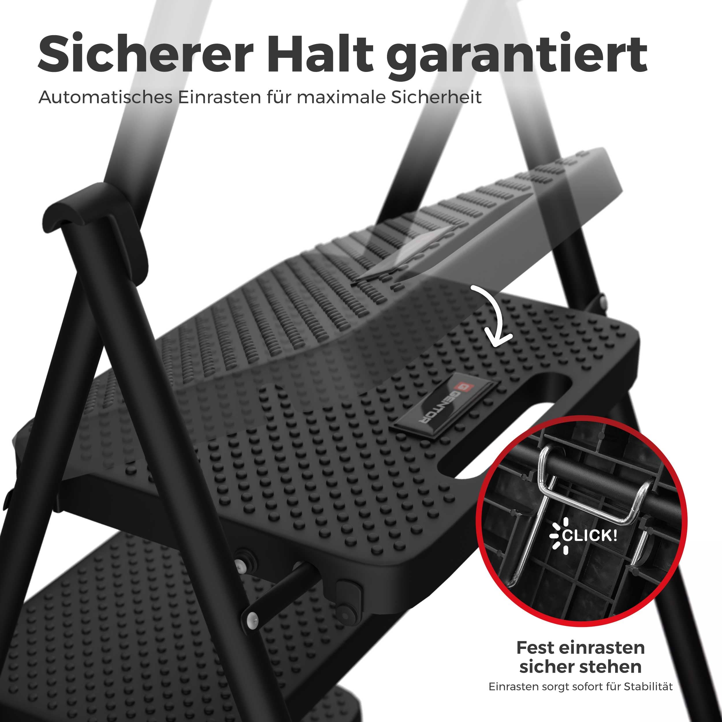 Trittleiter & Haushaltsleiter 3 Stufen klappbar, 150 kg, rutschfest
