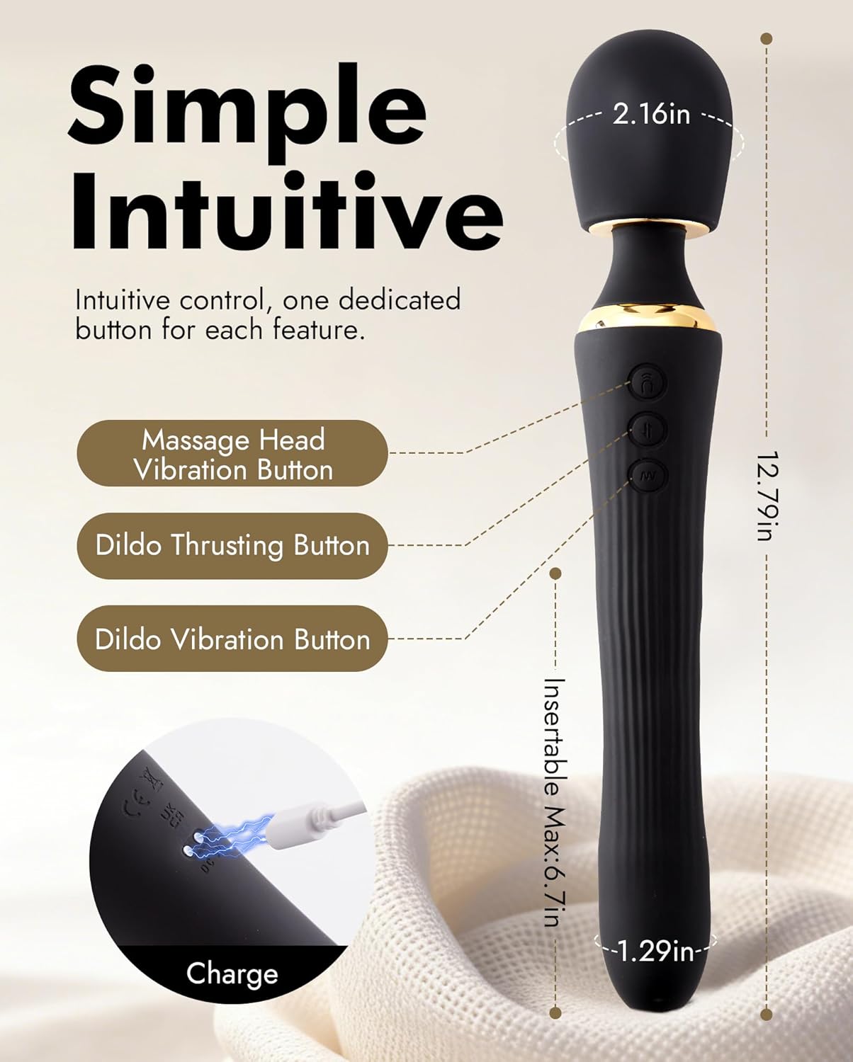 Vibrator Wand Dildo Sex Toys - Thrusting Dildos for Women Clit G Spot Nipple Stimulation, APP Control Silicone Vibrators with 8 Vibration Modes, Rechargeable Waterproof Female Adult Toys for Couples
