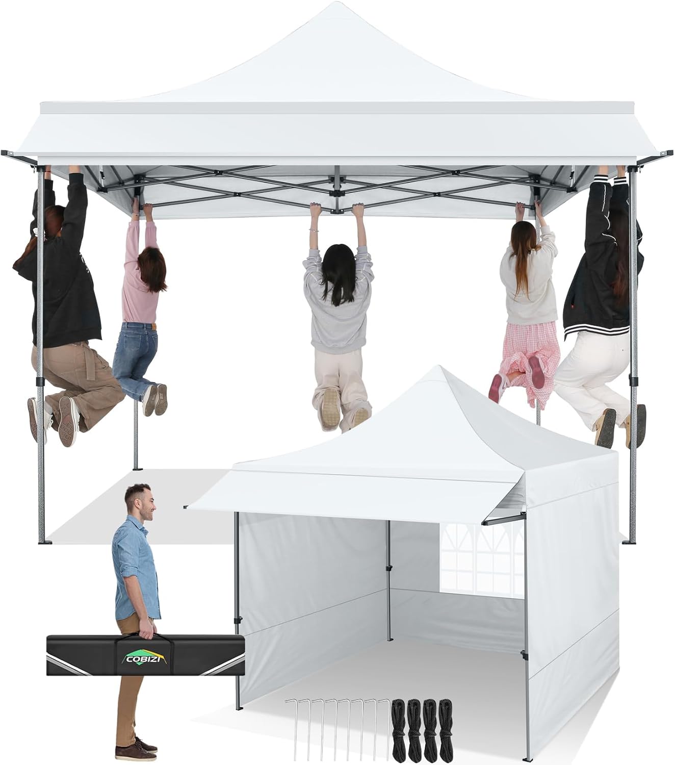 COBIZI 10x10 Pop Up Canopy Tent with Awning