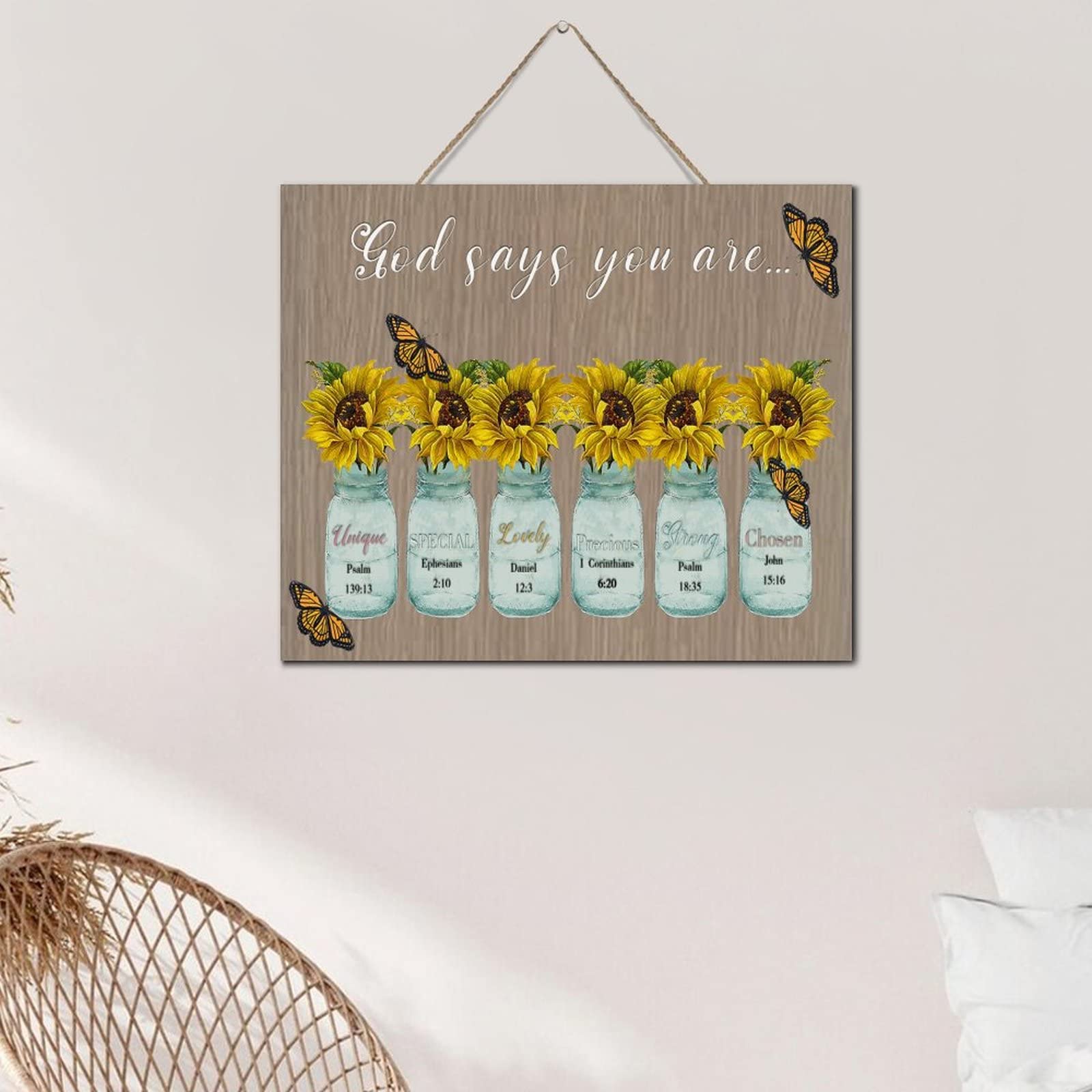 Targa In Metallo Vintage Con Fiori E Farfalla, Scritta In Inglese 'God Says You Are', 30x20 Cm, Decorazione Da Giardino E Casa