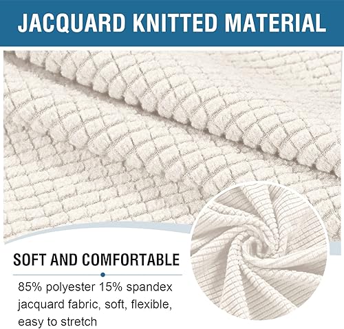 Vista 42 de H.VERSAILTEX Funda otomana elástica, funda otomana redonda, cubierta de almacenamiento otomana, funda protectora de muebles para reposapiés, ajuste