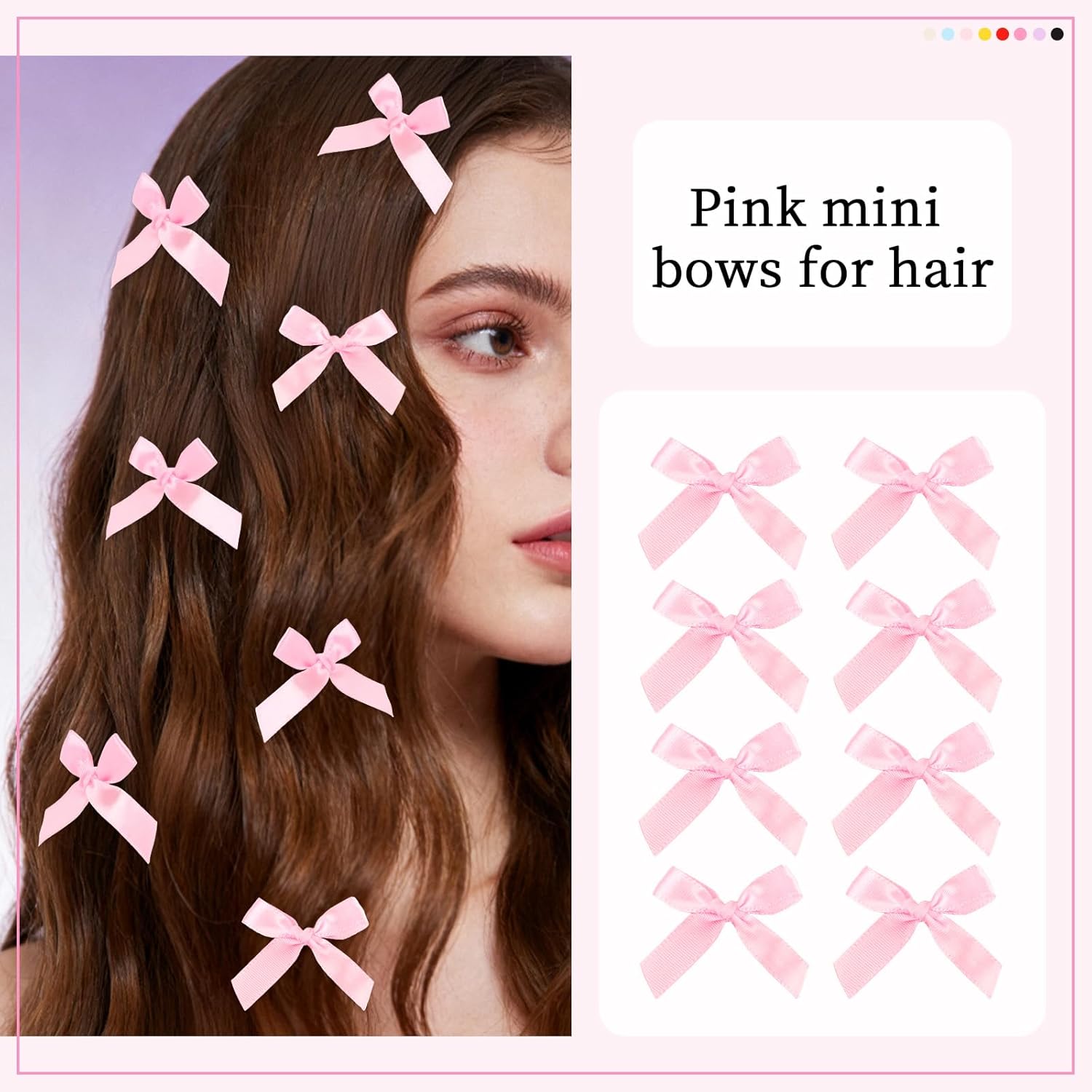 80 Pack Mini Bow Hair Clips Cute Hair Accessories Ribbon Bow Barrettes Pins for Women Girls Non-Slip Small Bowknot Clips(Pink) - Image 3