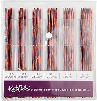 Knit Picks Double Pointed Wood Knitting Needle Set Radiant 6"