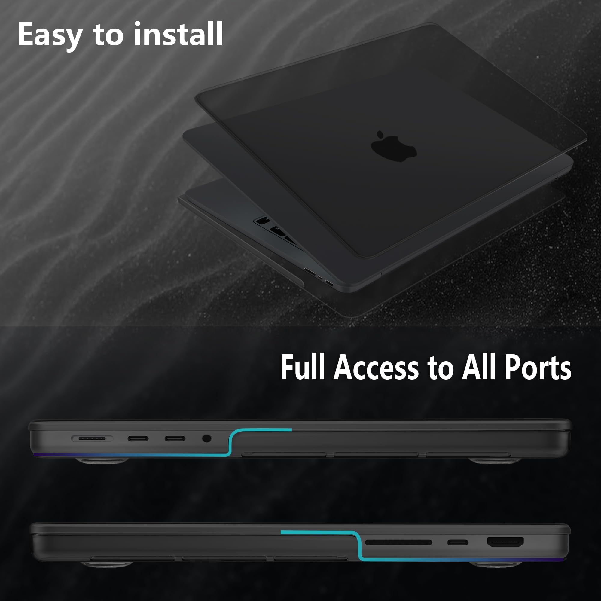 NPUOLS Custodia per 2024-2021 MacBook Pro 14 Pollici M4 M3 M2 M1 Pro Max A3112 A3401 A3185 A2918 A2992 A2779 A2442,Come il Colore Originale,Sottile Cover Rigide e EU Tastiera Cover,Space Black Opaco