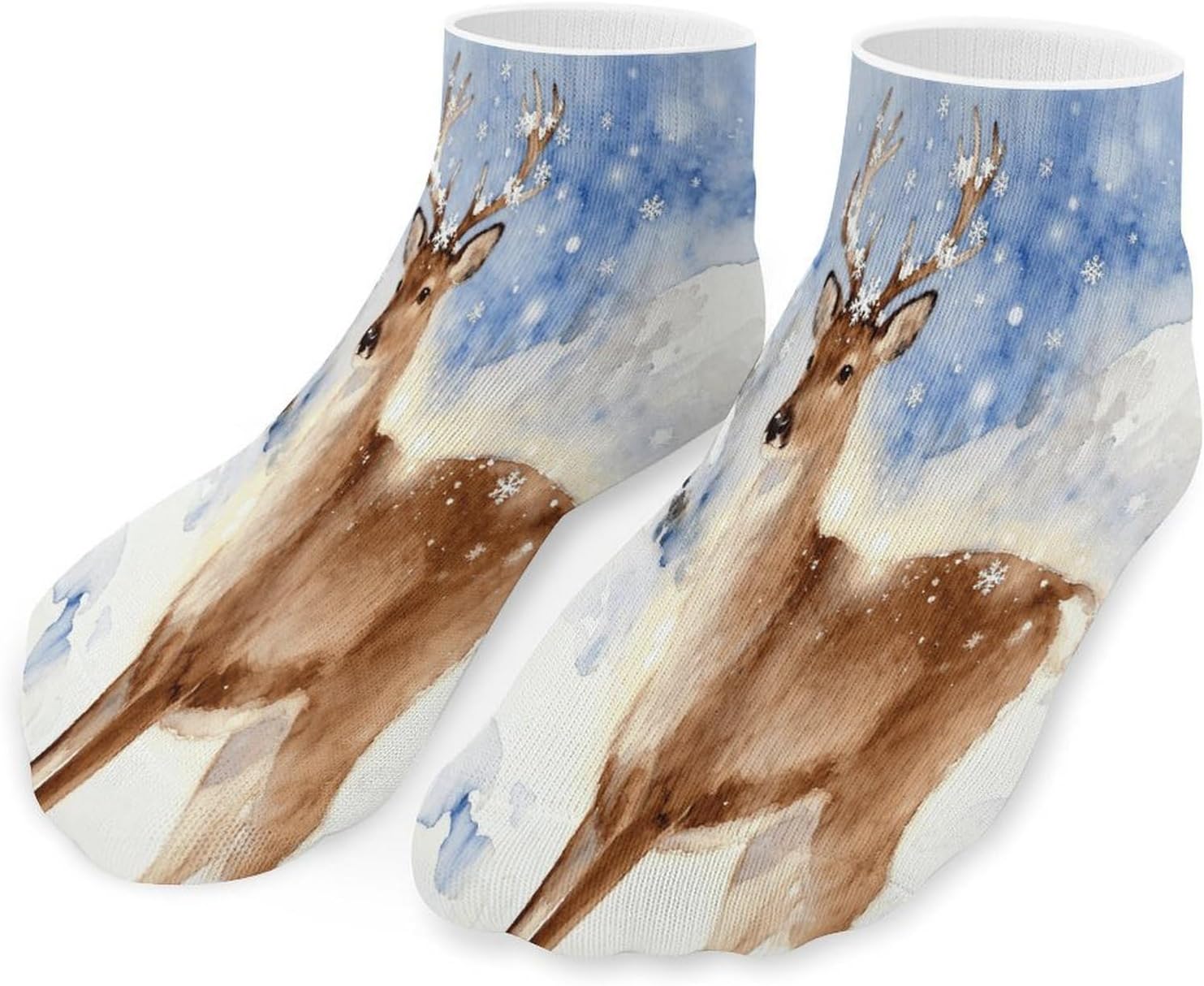 Little Elk Crew Sock for Men Women Funny Novelty Socks Athletic Ankle Socks Comfort Soft Low Cut Tab Sock 5 Pairs