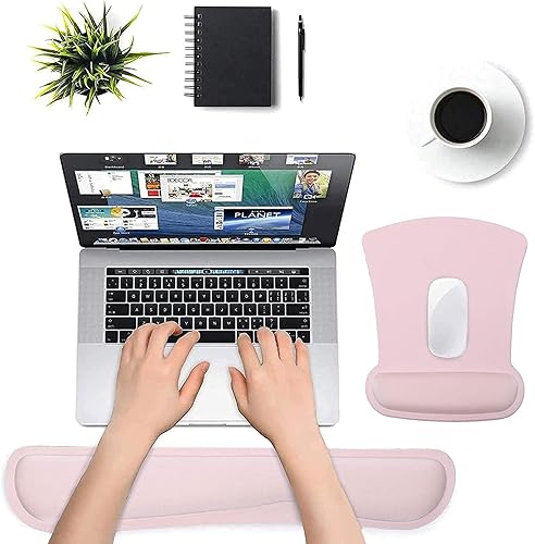 Miniatura 2 de MEGREZ Alfombrilla de mouse ergonómica de espuma viscoelástica con soporte para la muñeca, alfombrilla antideslizante para teclado y mouse con