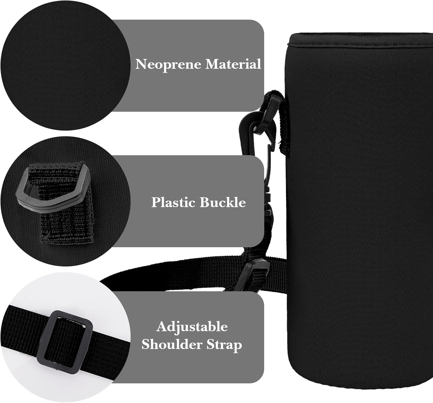 Linkidea Water Bottle Carrier with Strap Compatible with Simple Modern Summit Collection 22oz, Hydro Flask Wide Mouth, Waterbottle Sling Bag Holder with Shoulder Strap (Black) - Image 4
