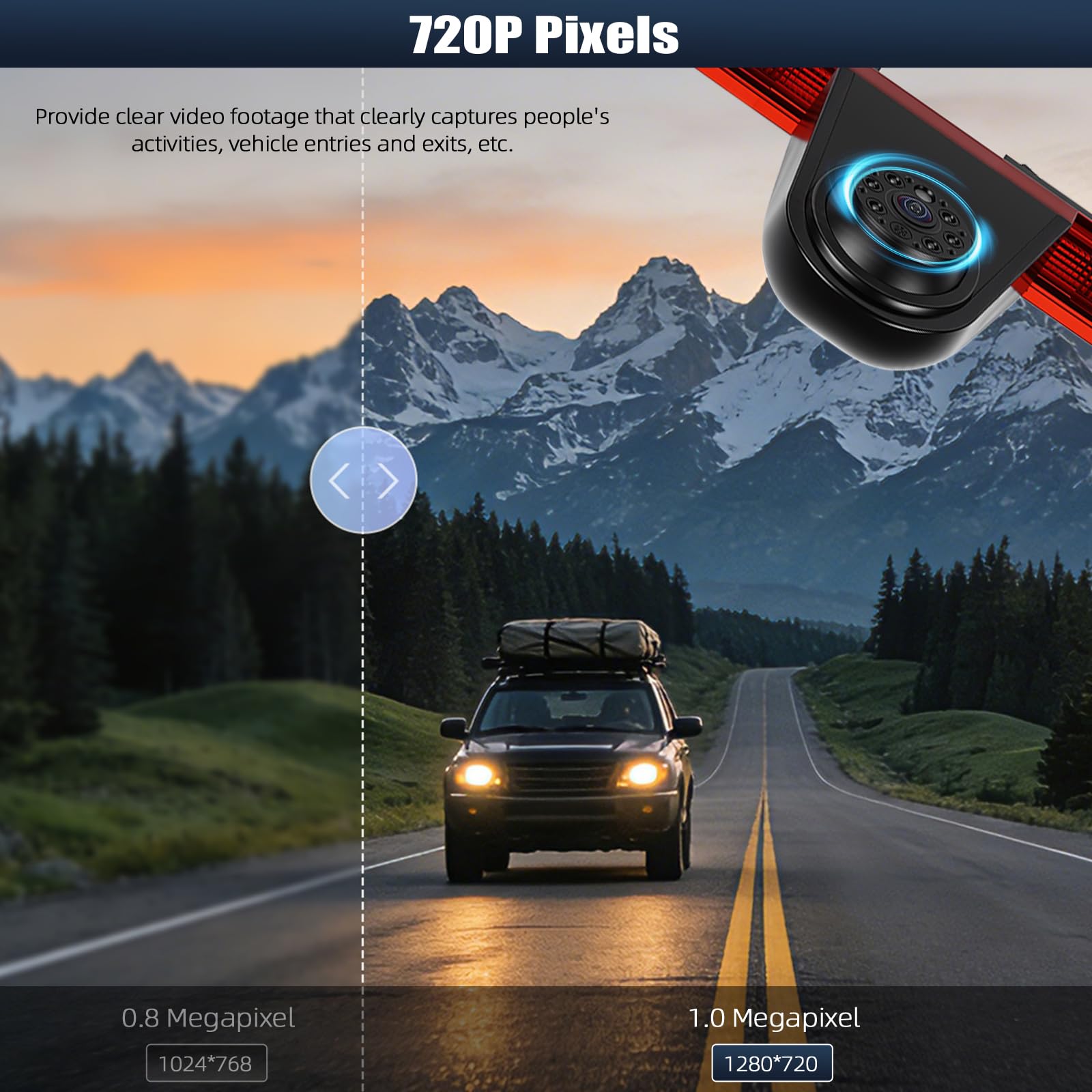 CAMECHO Visione Notturna Telecamera Posteriore con Luce Stop per Mercedes-Benz V260 2018 / Mercedes-Benz V260L 2018 Telecamera di Retromarcia con HD/CVBS IP67 140°, Linee Guida per il Parcheggio